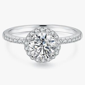 Moissanite Ring. SS, WG plated. 1.00 Ct, D color, VVS1